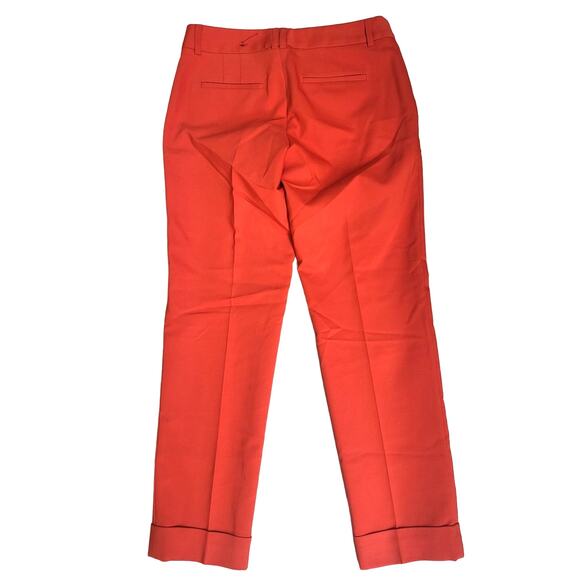 Express Orange/Red Editor Low Rise Straight Cuffed Ankle Dress Pants - Size 0 - Picture 2 of 5